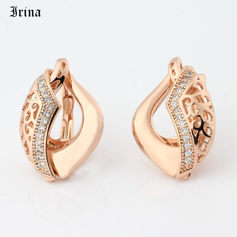 Серьги капли Irina 585 покрытые розовым золотом Элегантные Очаровательные стильные