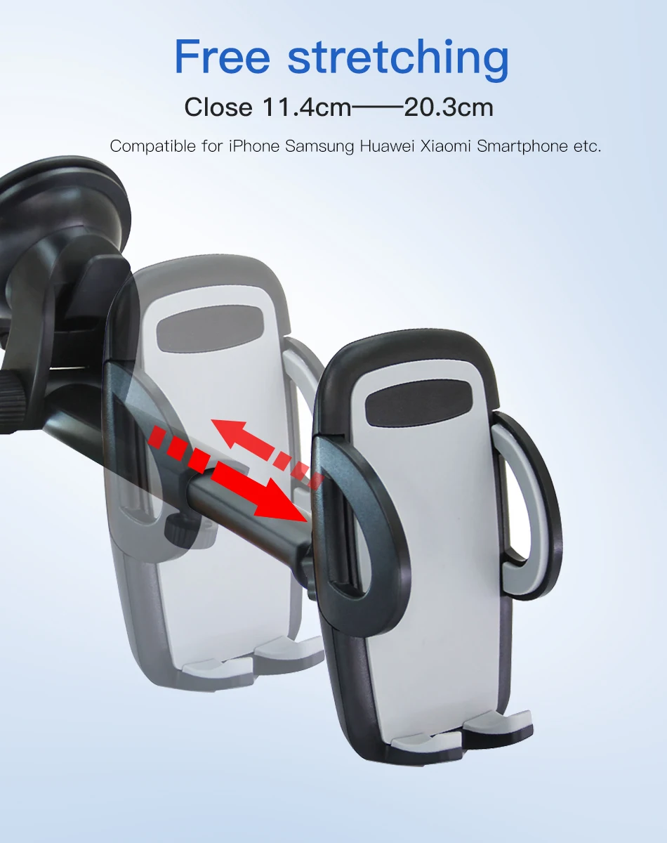 !ACCEZZ Adjustable Car Phone Holder Support Bracket Universal 4.0-6.0 inch Phone 360 Degree Rotating Glass Center Control Stand (6)