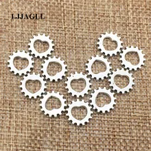 LJJAGLL aleación Vintage (200 unids/lote) redondo 12*12mm corazón de plata engranajes estilo Steampunk dijes joyas pendientes Diy Make ACL014