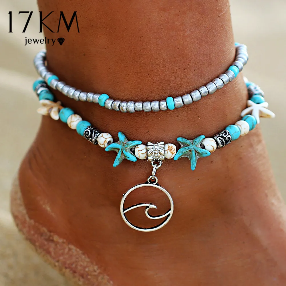 17KM Bohemian Wave Anklets For Women Vintage Multi Layer Bead Anklet Leg Bracelet Sandals Boho DIY Summer Charm Jewelry 17KM Bohemian Wave Anklets For Women Vintage Multi Layer Bead Anklet Leg Bracelet Sandals Boho DIY Summer Charm Jewelry
