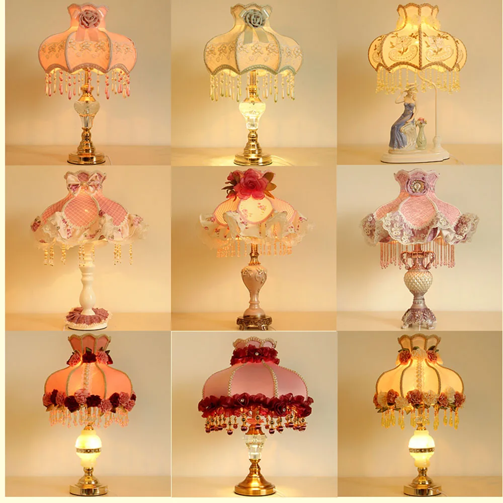 

LEd Desk Lamps E27 Romantic Metal Desk Light 110-220v Read Study Bed Switch Button Touch Cloth Table Lamps Luminaria