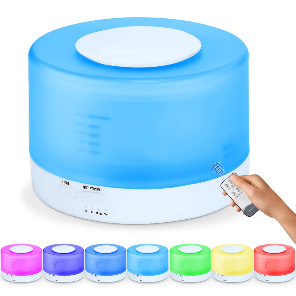 

500ML Essential Oil Diffuser Ultrasonic Aromatherapy Cool Mist Humidifier Air Purifier Remote Control LED Night Light Flowerpot