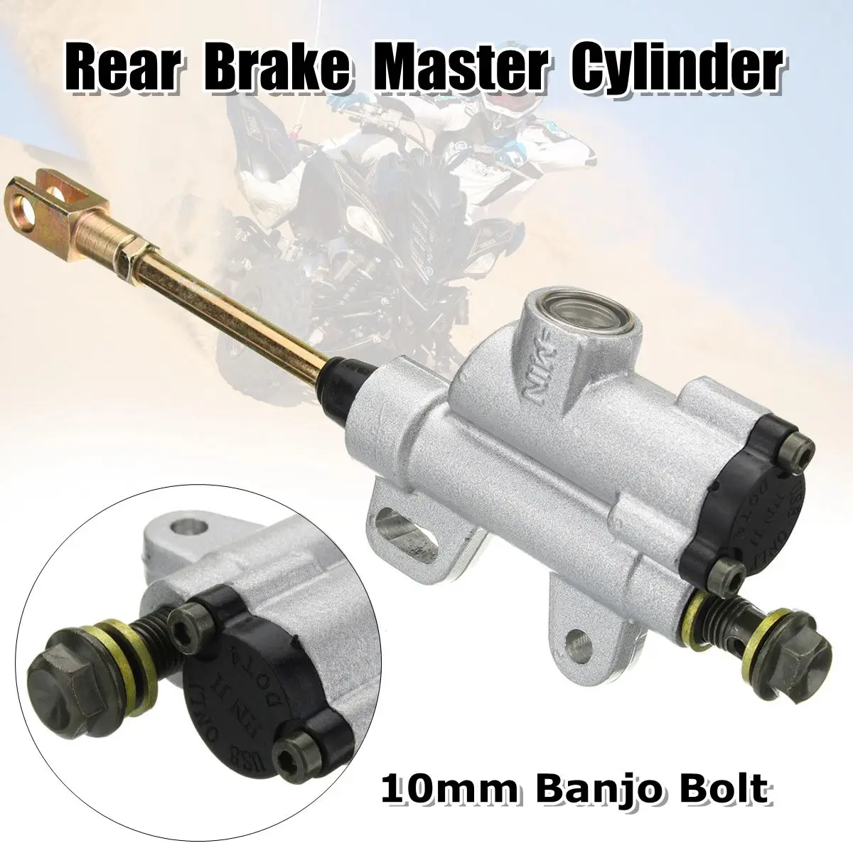 10mm Bolt Silver Rear Hydraulic Brake Master Cylinder for PIT Dirt Bike