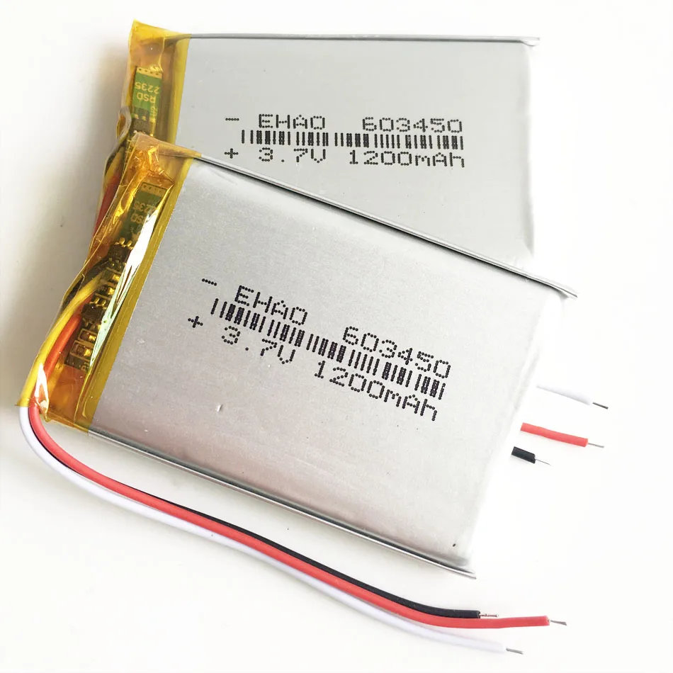 3 7 В 1200 мАч 603450 Литий полимерный литий аккумулятор провода для GPS PSP DVD мобильных