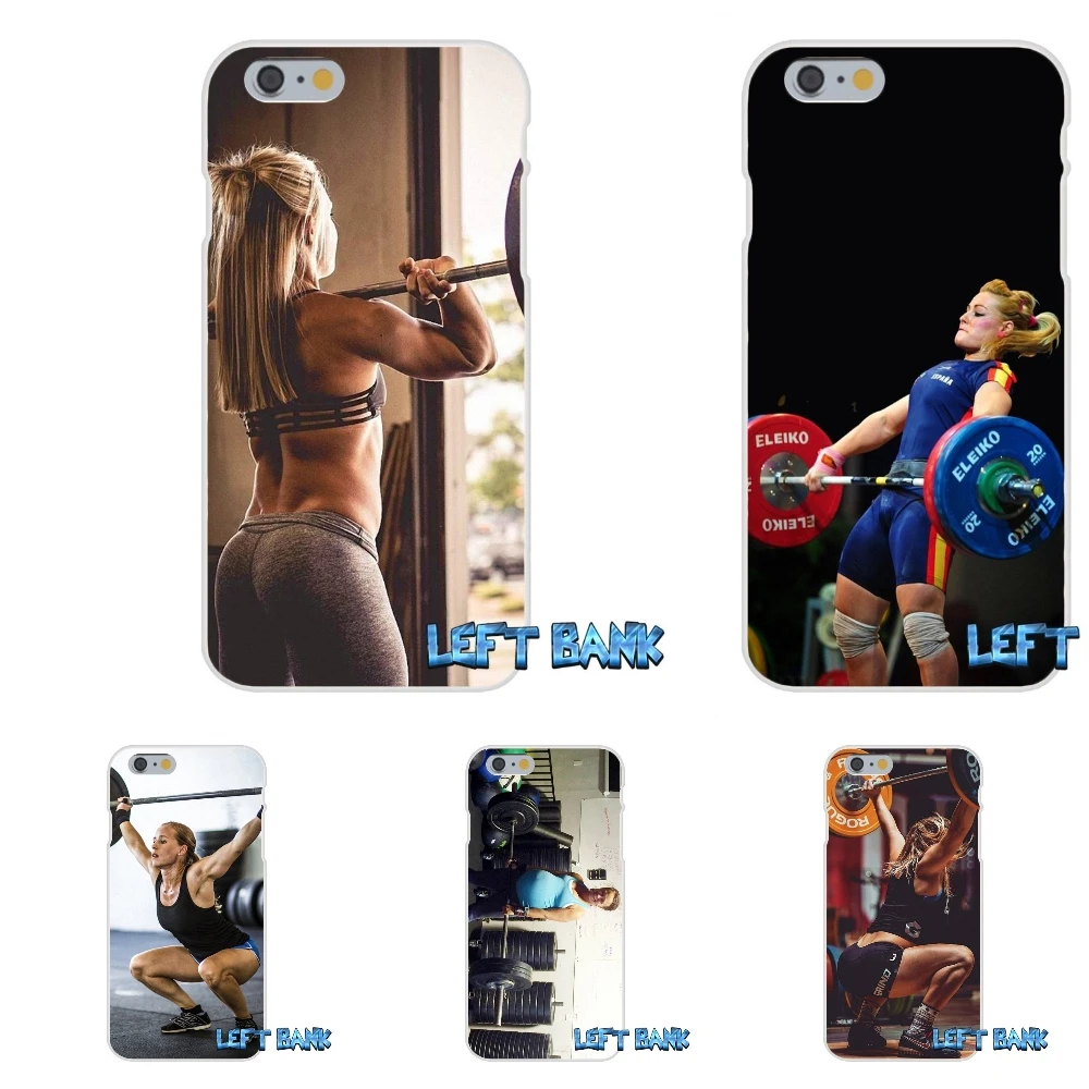 

For Samsung Galaxy Note 3 4 5 S4 S5 MINI S6 S7 edge Crossfit Women Lifting Weights Soft Silicone TPU Transparent Cover Case