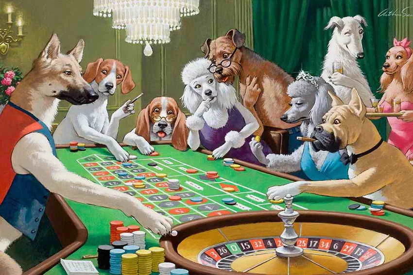 

Free Shipping! Home Art Wall Dogs Playing Pool Game Oil Painting Picture Printed On Canvas No Frame vo-3