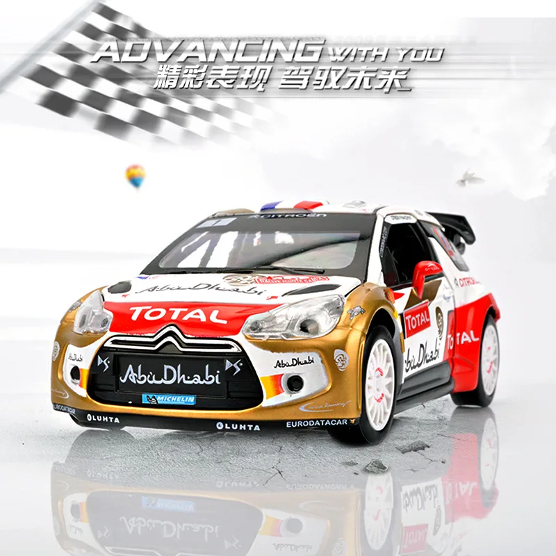1:32 автомобиль из литого металла модель игрушки для Citroen DS3 ВКР с отступить Функция электронная игрушка с моделирование света и музыки игрушка