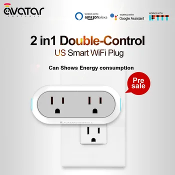 

2in1 Double-control US Smart WiFi Plug Timer Socket House Automation with Alexa Echo Control APP for iphone Android Smart Home