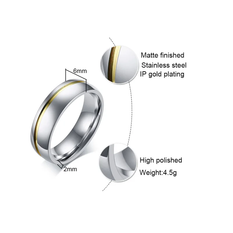 Vnox классические обручальные кольца для женщин и мужчин, браслет из нержавеющей стали, ювелирные изделия для помолвки, юбилей, подарок на День святого Валентина для него