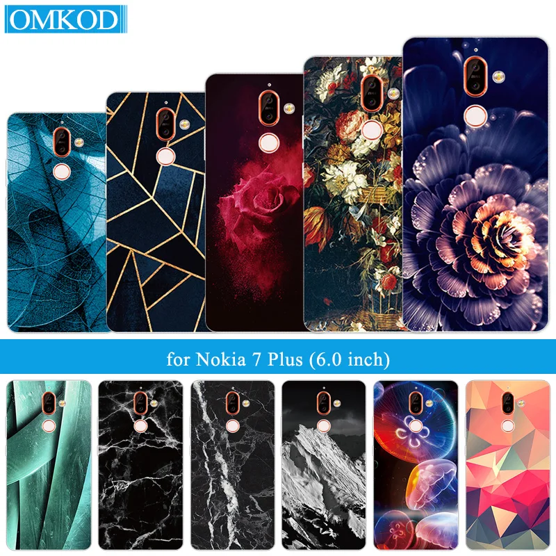 Для Nokia 7 Plus мягкий прозрачный ТПУ чехол для задней панели телефона ромбов 6 0