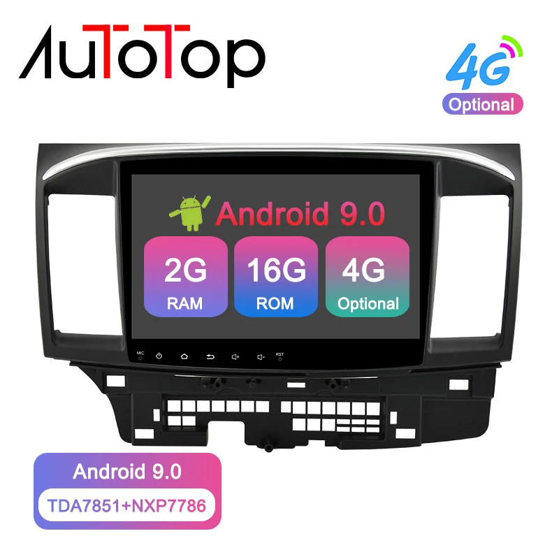 AUTOTOP Lancer 2din Car Radio For Mitsubishi Lancer 10 Android 9.0 Multimedia 2 Din Car DVD Player Support 4G LTE SIM Network