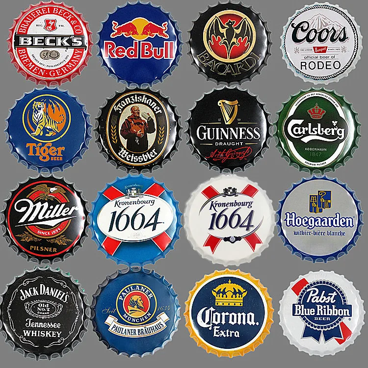 Online Creativa tapa de botella Metal lata signos cerveza Café Bar decoración placas Retro Decoración pared arte placa Vintage hogar Decoración 35cm