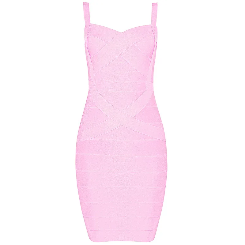 Pink INDRESSME, Бандажное платье, сексуальное, мини, на тонких бретелях, бодикон, без бретелек, Клубные, вечерние, летние, женские платья, Femme Vestidos - Цвет: Pink