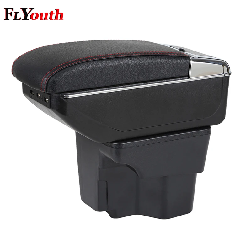 

For Kia Rio K2 2011-2016 Car Armrest Box USB Charging Heighten Double Layer Central Store Content Cup Holder Ashtray For Kia Car