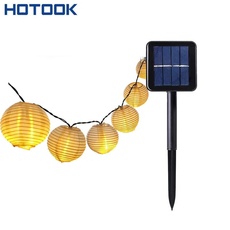 Promo  HOTOOK Led Solar Lamp Christmas Lights Outdoor 6m 4.8m Lantern Crystal Cotton Ball String luminaria