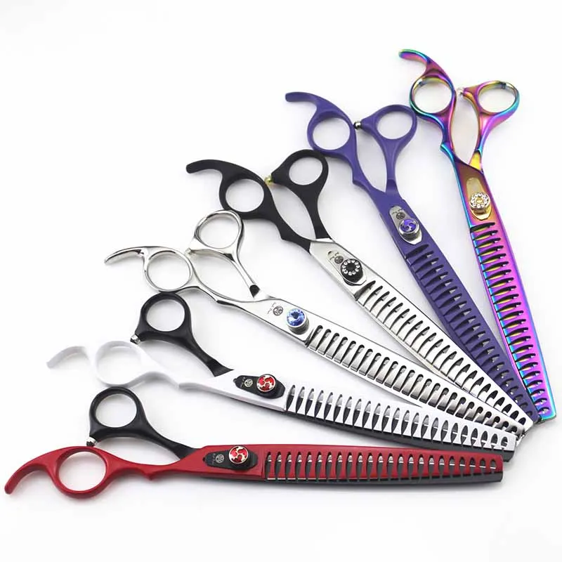 

8inch Shark Fish Bone Teeth Pet Dog Thinning Scissors Color Painting Professional Shears Dog Grooming Salon Pet Hair Cut Scisor