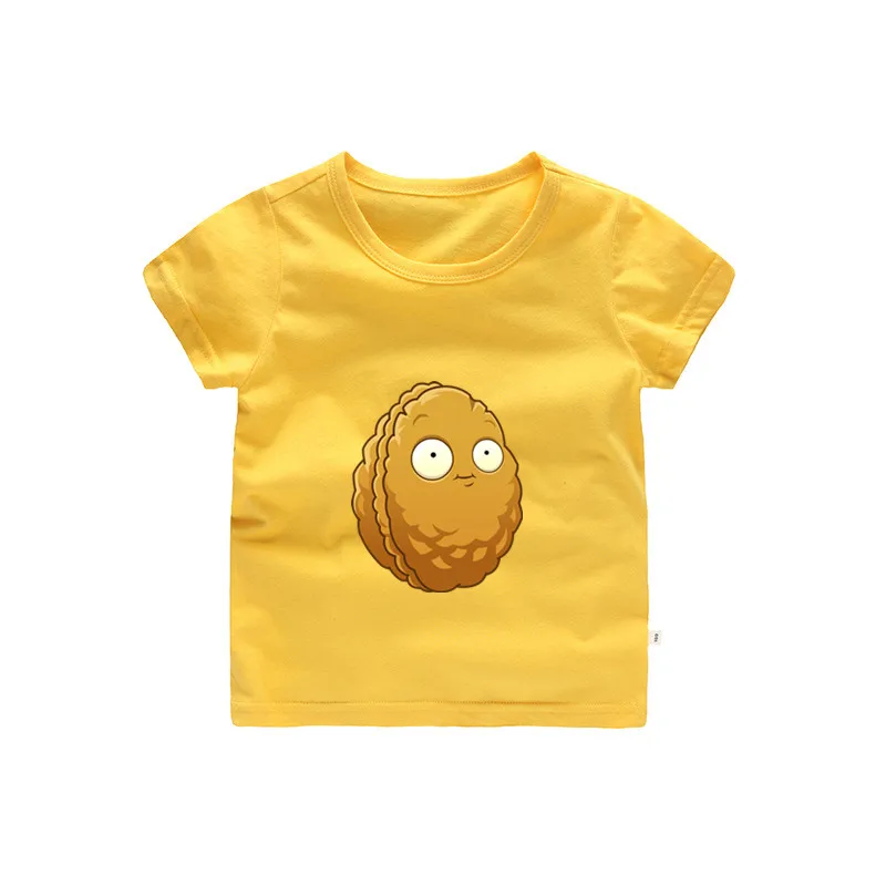 От 2 до 14 лет Забавная детская футболка «Растения против зомби 2» Милая летняя одежда для малышей Топы для мальчиков и девочек, футболка, b100