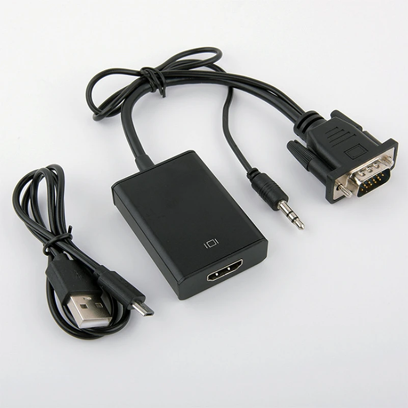 Преобразователь из VGA в HDMI кабель адаптер с аудио выходом 1080P видео кабель конвертер адаптер для ТВ DVD ПК HD ТВ проектор