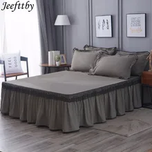 Jeefttby, серый цвет, кружевное украшение, нескользящая, подходит для кровати, юбка, Комплект постельного белья, 3 шт., большое постельное белье, наволочка, домашний текстиль