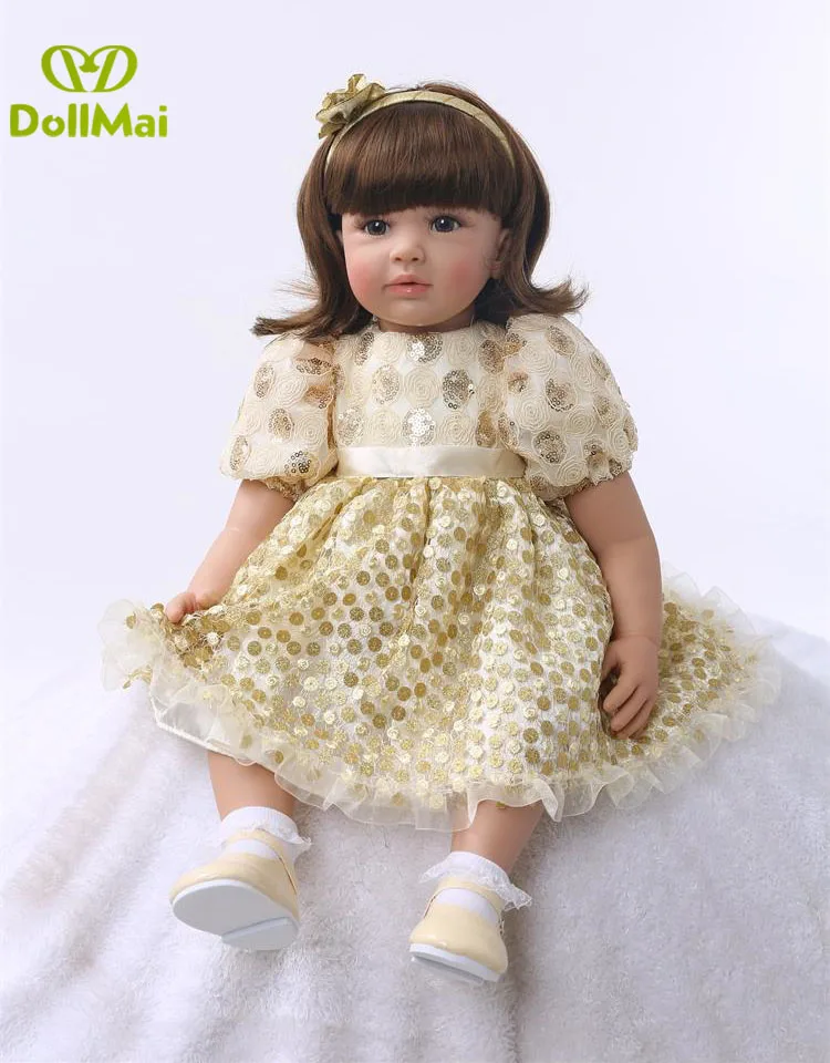 

high quality 24'' dollmai Baby Doll soft Silicone Vinyl Adorable Lifelike Toddler Baby Bonecas Girl Kid Bebes Reborn Dolls