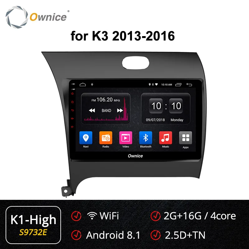 Ownice Android 9,0 Восьмиядерный автомобильный Радио плеер DVD 4 Гб+ 64 Гб gps Navi для Kia Cerato K3 Forte 2013 k3 k5 k6 DSP 4G - Цвет: S9732 K1-High