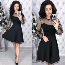 Vintage Lace Patchwork font b Dress b font 2019 Women A Line Party font b Dress