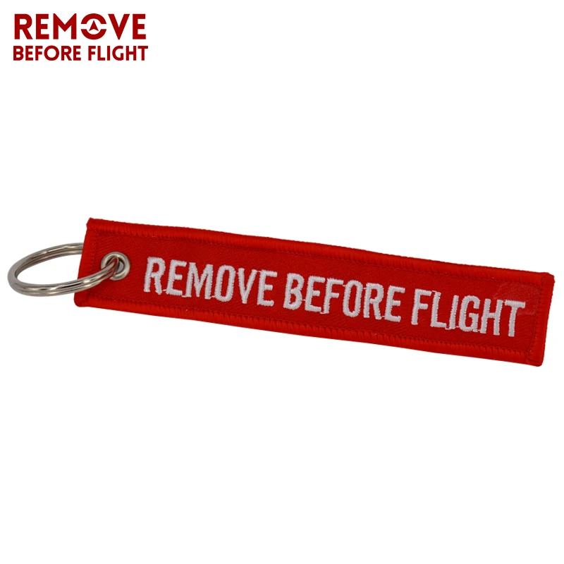 Remove Before Flight Key Chain Chaveiro Red Embroidery Keychain Ring for Aviation Gifts OEM Key Ring Jewelry Luggage Tag Key Fob2 (1)