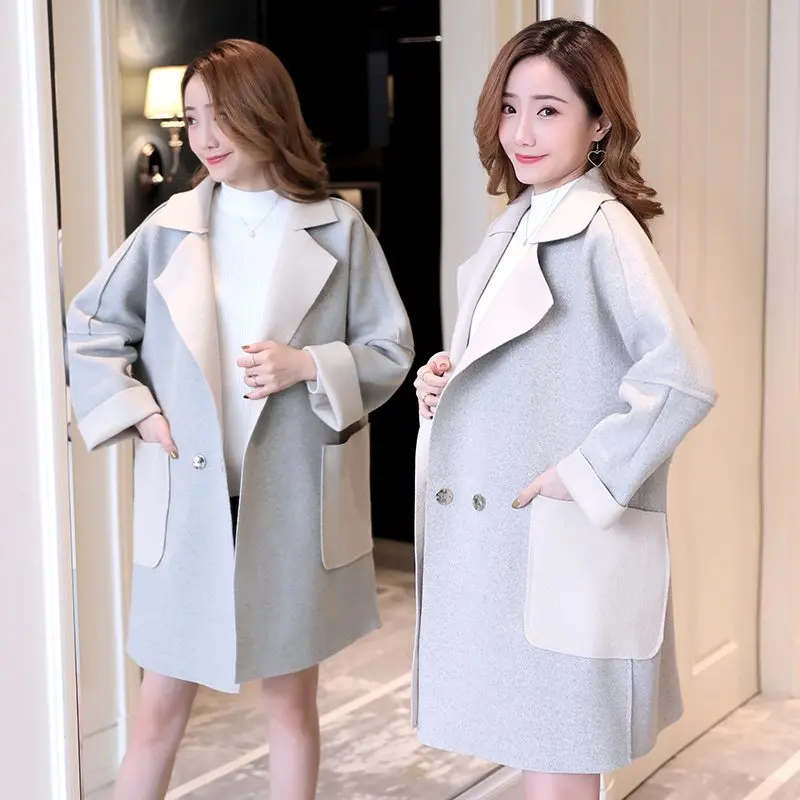 

Maternity wear autumn and winter loose double-sided woolen coat in the long section of woolen temperament maternity coat