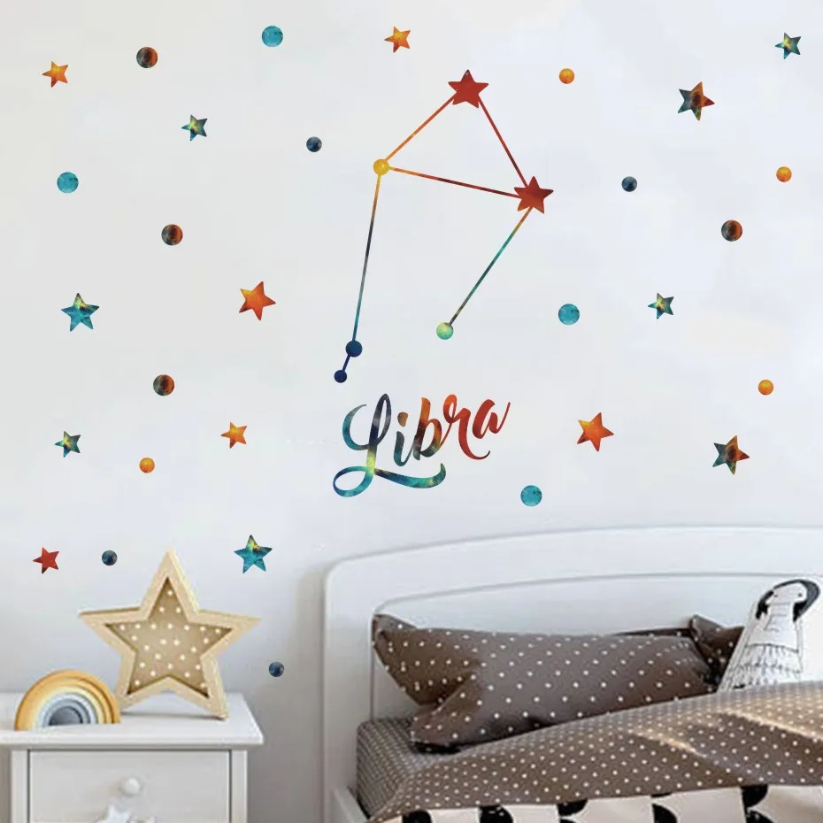 12 Constellation Starry Sky Star  Wall Sticker For Kids Rooms  (10)