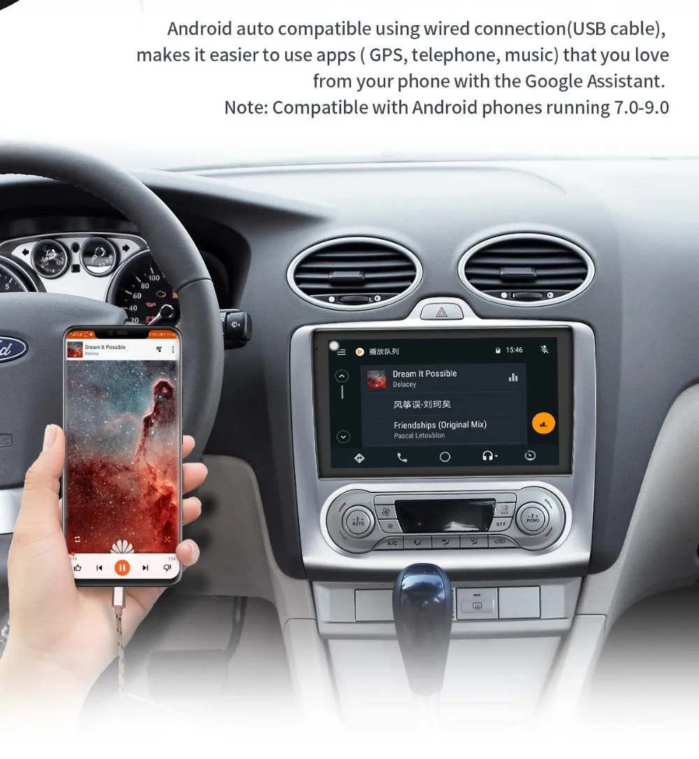 Best 9"Android 8.1 Car Radio Stereo 4GB+64GB Head Unit  For Ford Focus 2005-2012 GPS NO DVD Player Built-in 4G Modem Carplay DSP 15