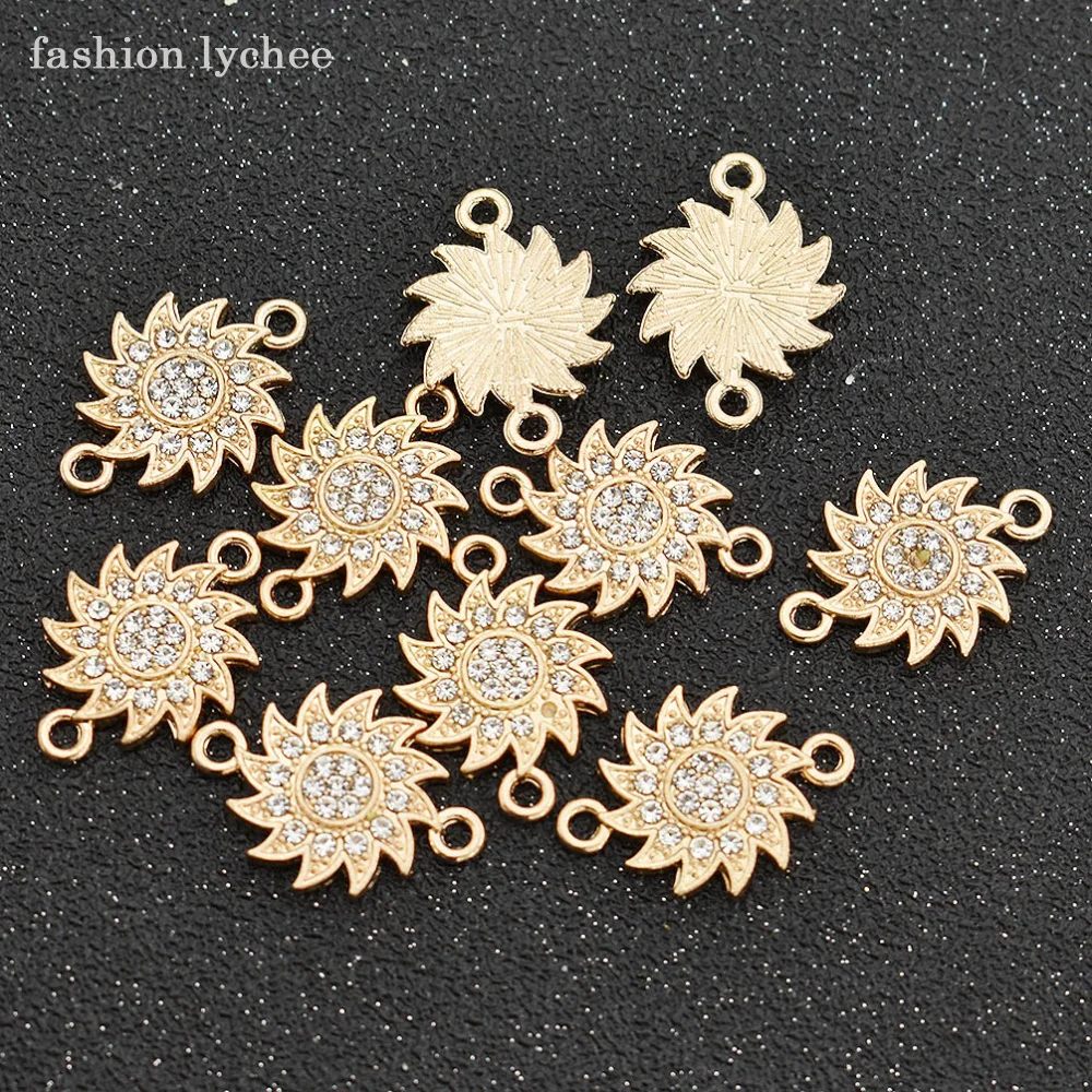 Модные Белые кристаллы lychee 10 шт. соединительные бусины в виде подсолнуха