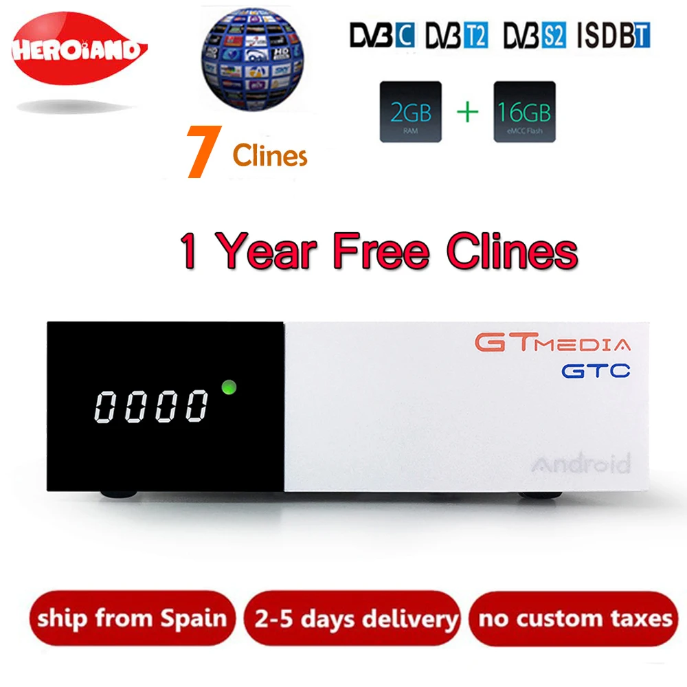 

[Genuine] GTC decoder DVB-S2 DVB-C DVB-T2 ISDB-T Amlogic S905D android 6.0 TV BOX 2GB 16GB BT4.0 Satellite Receiver Receptor GTC