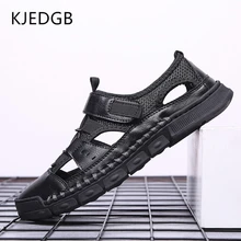 KJEDGB/ г. летние мужские обычные пляжные сандалии из микрофибры римские сандалии мужская обувь на мягкой подошве Большие размеры 39-48