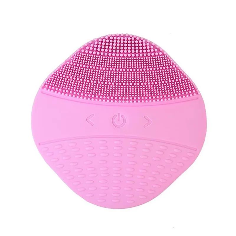 Vibration Rechargeable Electric Facial Cleansing Brush Skin Blackhead Pore Cleanser Waterproof Silicone Face Massager 40#710 - Цвет: pink