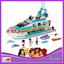 Набор друзей, серия для девочек, 661 шт., строительные блоки, игрушки, крейсер дельфин, Детские кирпичи, игрушки для девочек, подарки, совместимые 41015