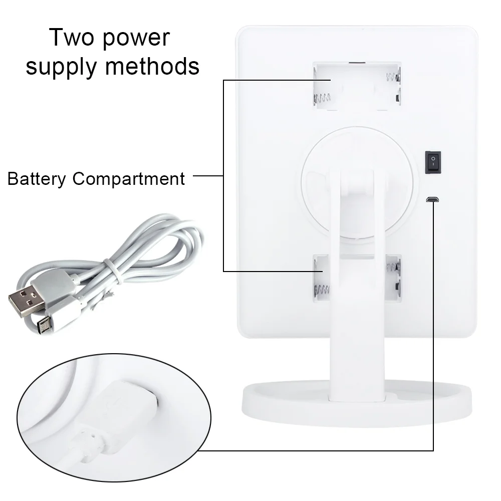 16/22 светодиодный косметический светильник-косметическое зеркало с гибким сенсорным экраном, увеличительное карманное зеркало для женщин, регулируемый стол с двойной мощностью