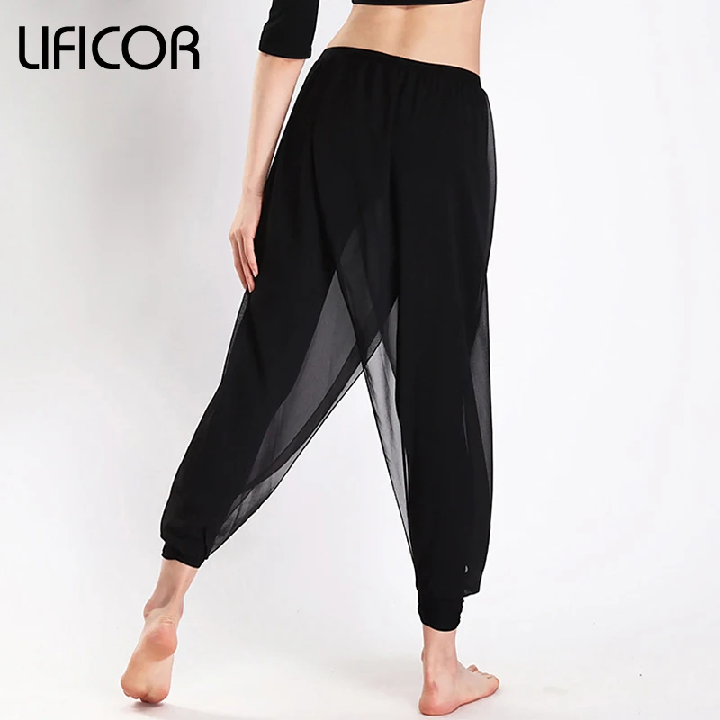 Spring Women Wide Leg Yoga Pants Cardio Training Exercise Fitness Sports Mesh Gym Capri Workout Sweatpants Trousers Plus Size