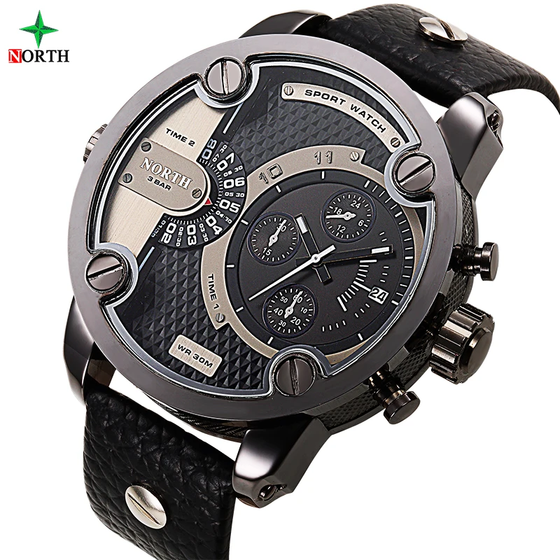 NORTH Male Sport Wristwatch Luxury Brand Fashion Quartz Clock Man 30M Water Resistant Stainless Steel Military Sport Watch Men