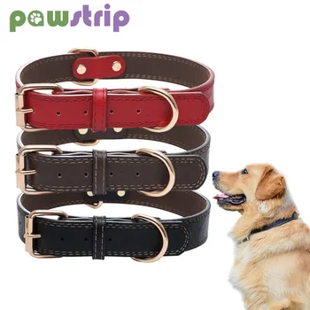 

Leather Solid Dog Collar Adjustable Puppy Cat Neck Strap Necklace Pet Collars For Small Large Dog Pitbull Chihuahua collar perro