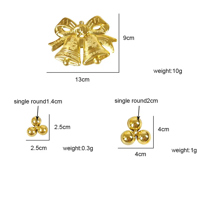 3 комплекта DIY рождественские колокольчики без звука Пластиковые Золотые колокольчики праздничные вечерние украшения Рождественская елка венок Декор ремесла аксессуары