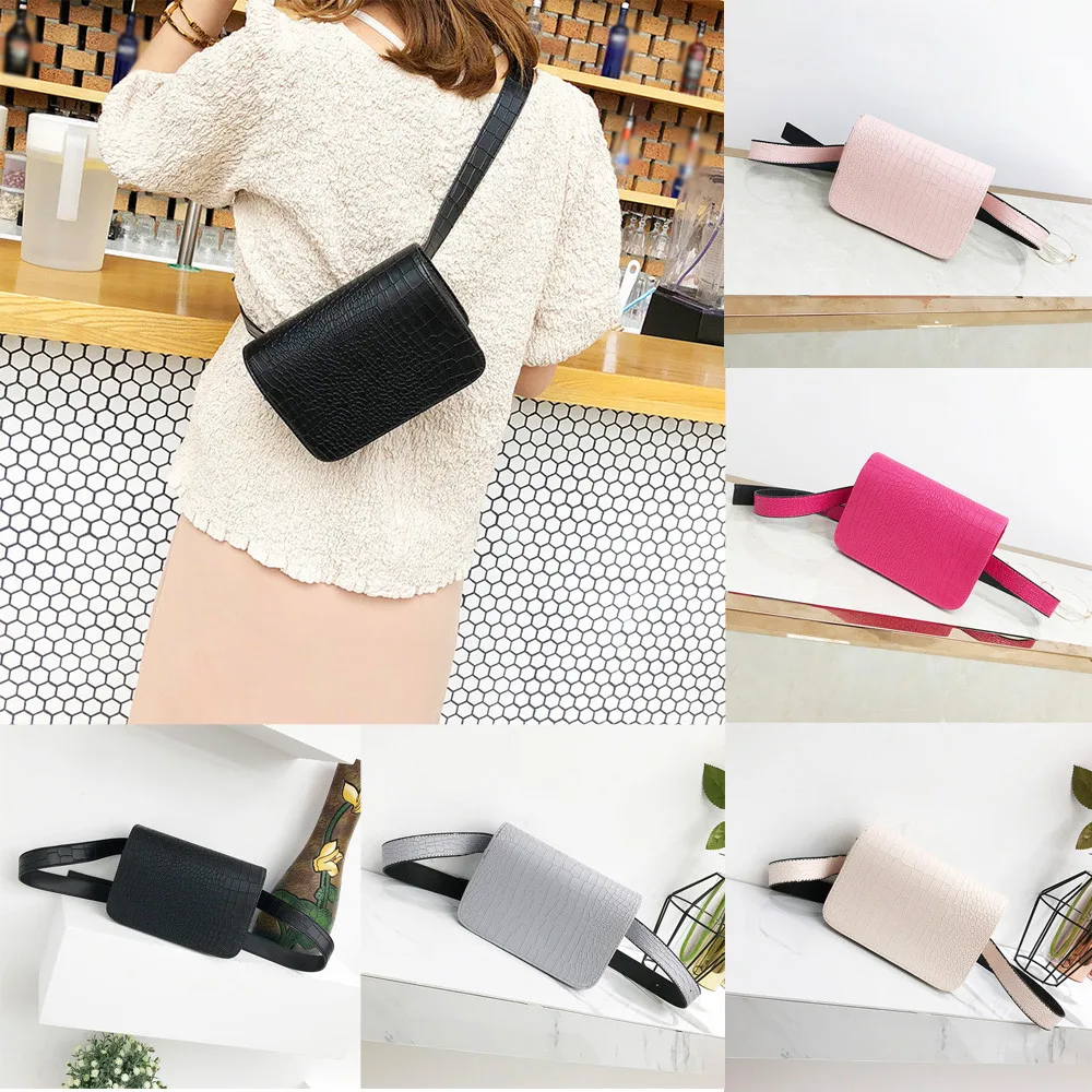 

Fashion Women Crocodile Pattern Leather solid color Buckle Messenger Shoulder Bag Chest Bag bolsos mujer verano#35