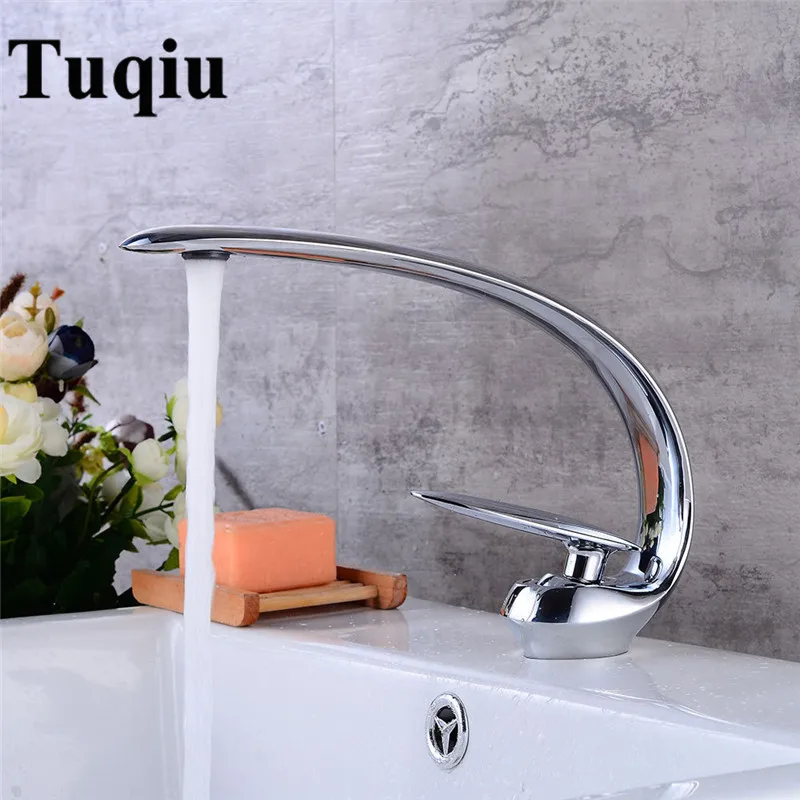 

Basin Faucet Modern Bathroom Mixer Tap Brass Washbasin Faucet Single Handle Single Hole Elegant Crane For Bathroom