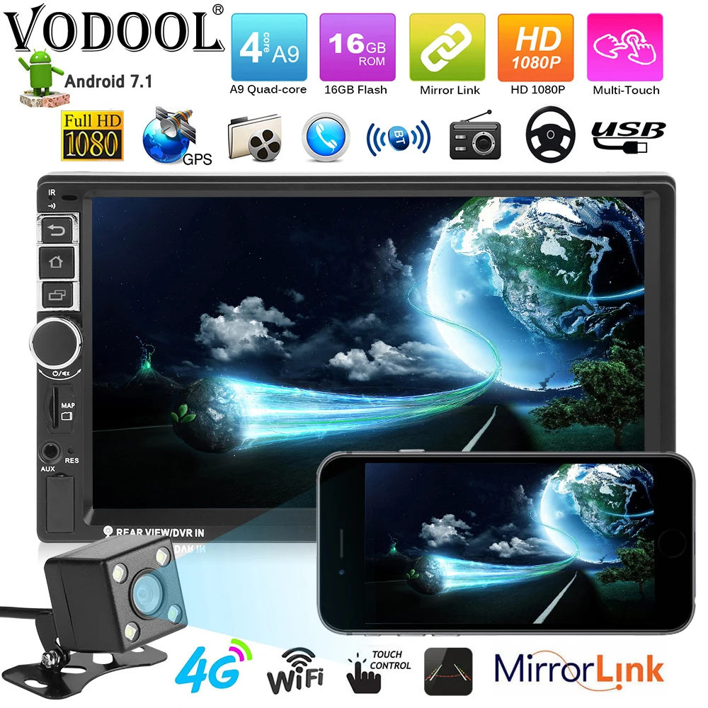 VODOOL 8802 2 Din автомобильное радио 7 &quotсенсорный экран 1080P MP5 плеер Авто Аудио Bluetooth WiFi
