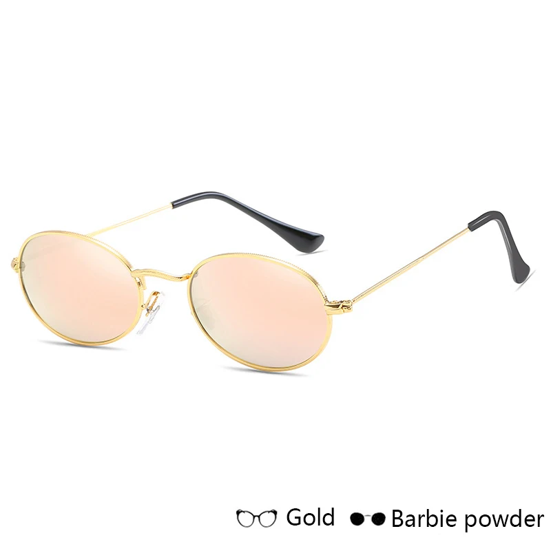WISH CLUB, модные женские солнцезащитные очки, знаменитые Овальные Солнцезащитные очки, роскошные брендовые металлические круглые оправы, черные маленькие дешевые очки Oculos - Цвет линз: c