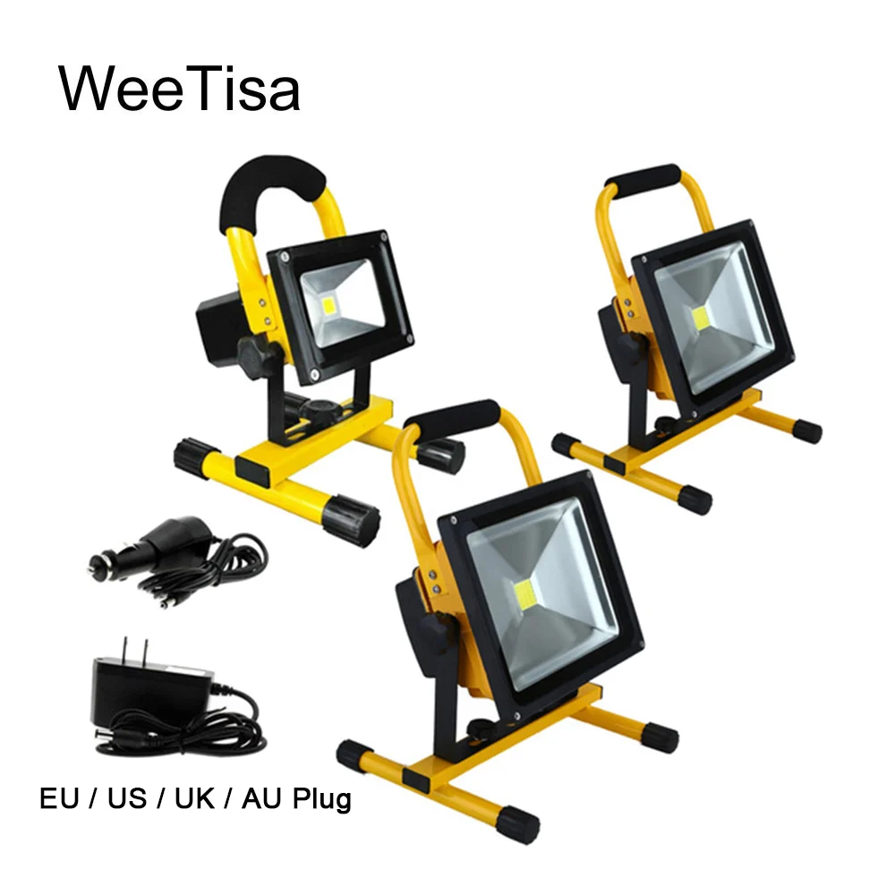 US $26.34 Rechargeable Floodlight 10W 20W 30W 50W LED Flood Light 220V Waterproof Outdoor Portable Spotlight Reflector LED Lights Lamp