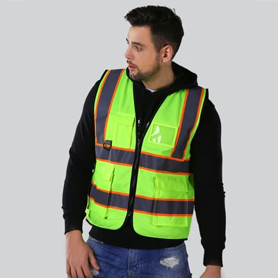 ANSI высокая видимость жилет безопасности с карманами и молнией hi vis жилет со светоотражающими полосками Спецодежда - Цвет: Style3