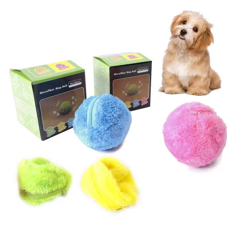 4 цвета набор электрическая игрушка мяч собака кошка игрушка автоматический домашний питомец плюшевый шар активация автоматический Шар жевание плюшевый пол чистые игрушки для домашних животных