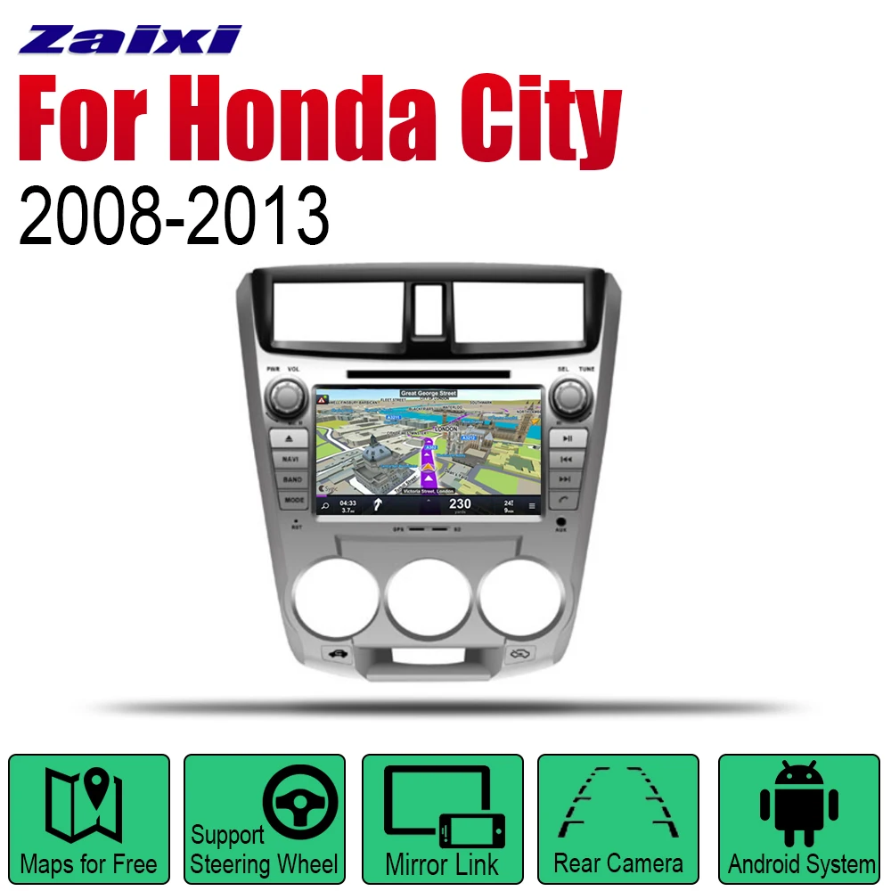 

Android 2 Din Auto Radio DVD For Honda City 2008~2013 Car Multimedia Player GPS Navigation System Radio Stereo