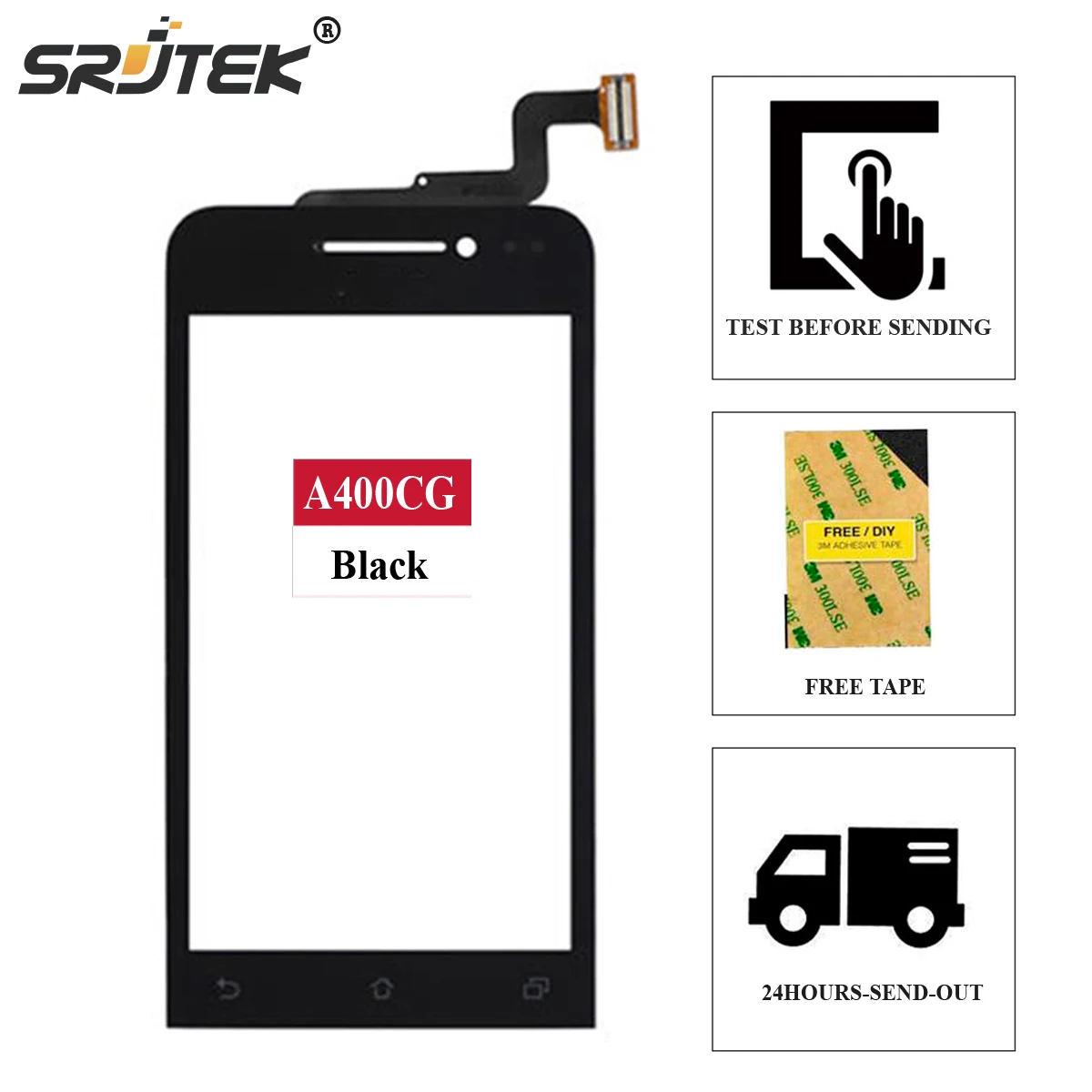 

Srjtek screen For Asus Zenfone 4 A400CG Touch Digitizer Sensor Outer Glass Touchscreen Replacement Parts For Asus A400CG Screen