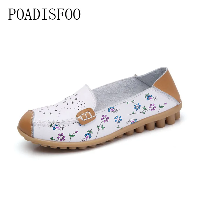 

Leather 2017 summer new printing flat shoes Uppers hollow breathable casual shoes.CQY-3599